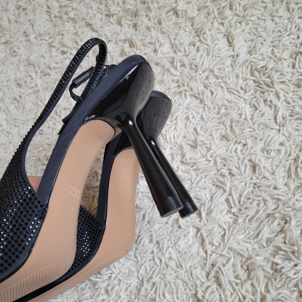 New Zara Rhinestone slingback heels - Picture 5 of 8